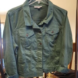Woman Within Army Green Jean Jacket